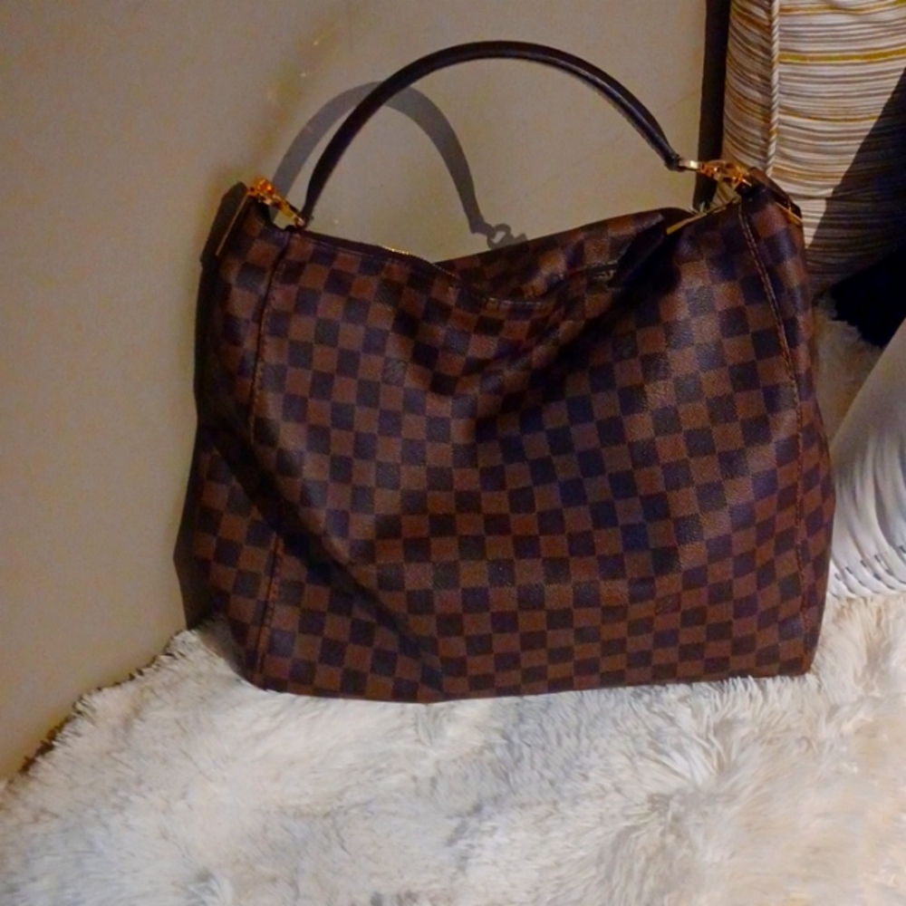 100% Authentic Louis Vuitton Portobello GM Damier Ebene Shoulder Handbag